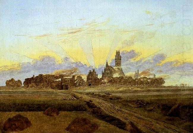 Neubrandenburg in Flames, Caspar David Friedrich